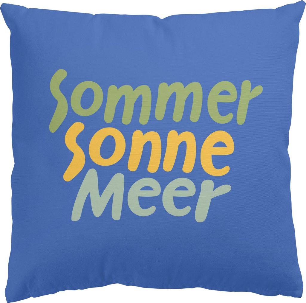 Dekokissen Strand drinnen / Indoor Zierkissen Canvas waschbar Design blau Maritim Sofakissen ohne Füllung
