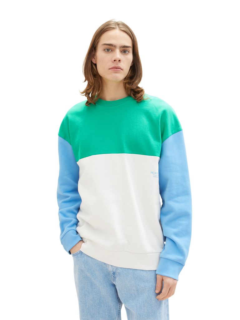 Tom Tailor Sweatshirt Pullover ohne Kapuze mit Color-Block
