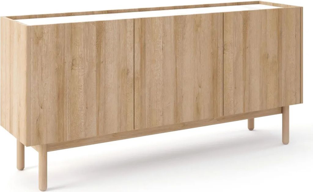 Breite Kommode ABUA – Eiche riviera / Marmor bianco