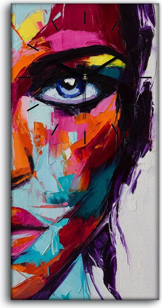 Wohnzimmer-Bild Leinwand Uhr Geräuschlos 30x60 Malerei Abstrakte Frauen Kunst - schwarze Hände