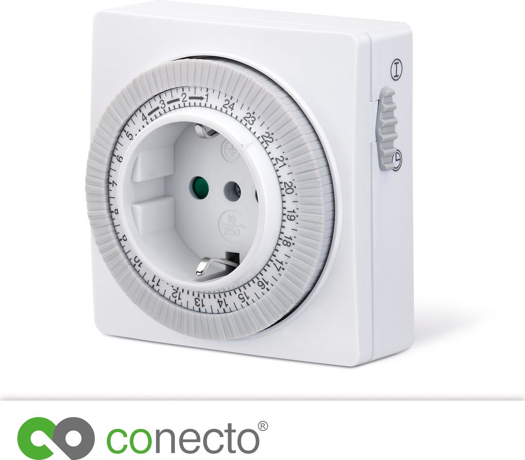 conecto Mechanische Zeitschaltuhr, IP20, 3500 Watt, weiß Produktbild 