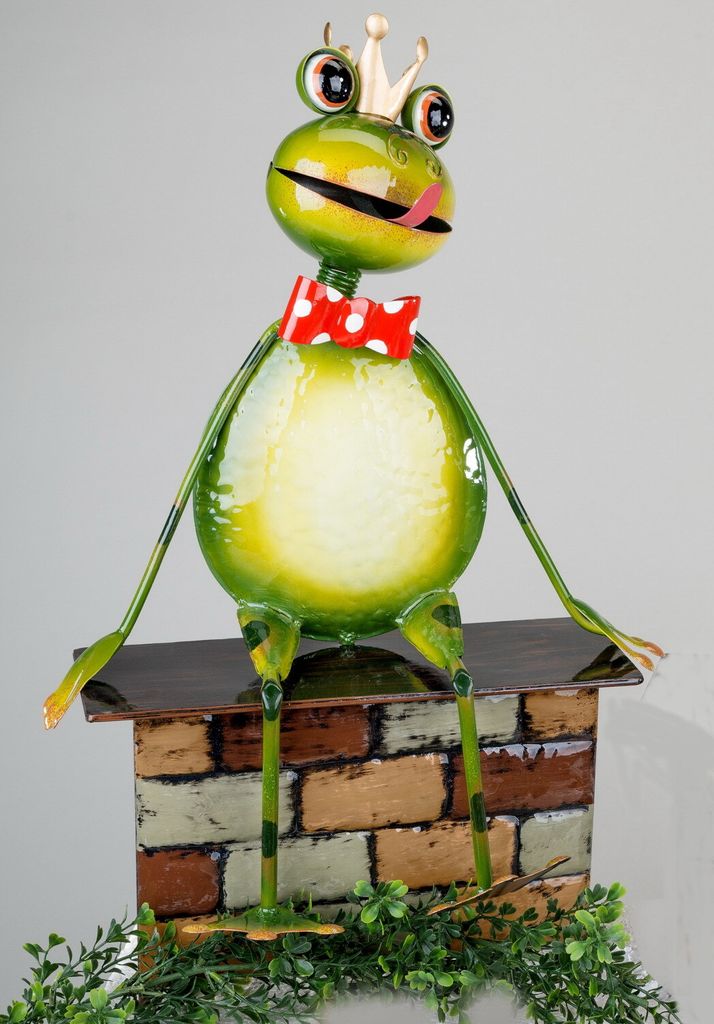 Gartenstecker Frosch Metall Gartendeko Beet Stecker Rosenkugel Deko Figur Stab