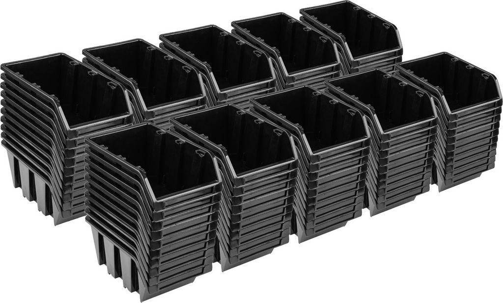 100x Sichtlagerbox Sortierbox Lagerbox Stapelbox schwarz NP4 Lagersystem