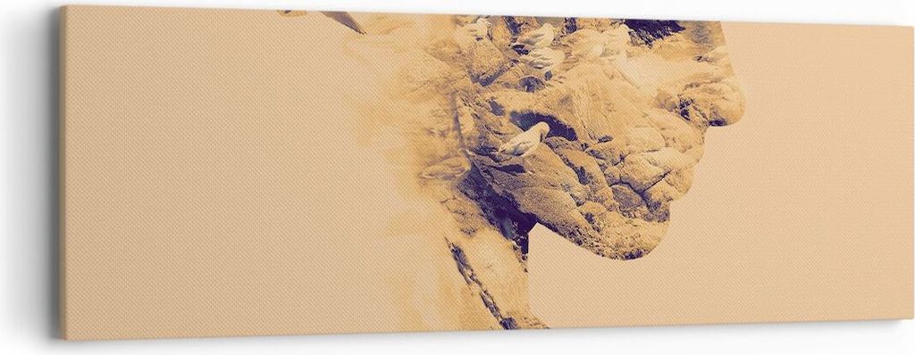 Bild auf Leinwand - Leinwandbild - Einteilig - Frau Vögel Fotomontage - 90x30cm - Wand Bild - Wanddeko - Wandbilder - Leinwanddruck - Bilder - Wan...