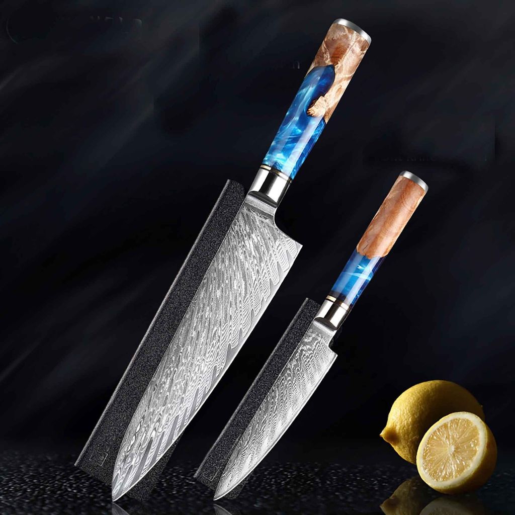 Zestaw noży ze stali nierdzewnej Damascus VG10 Zestaw Zdjęcie produktu 