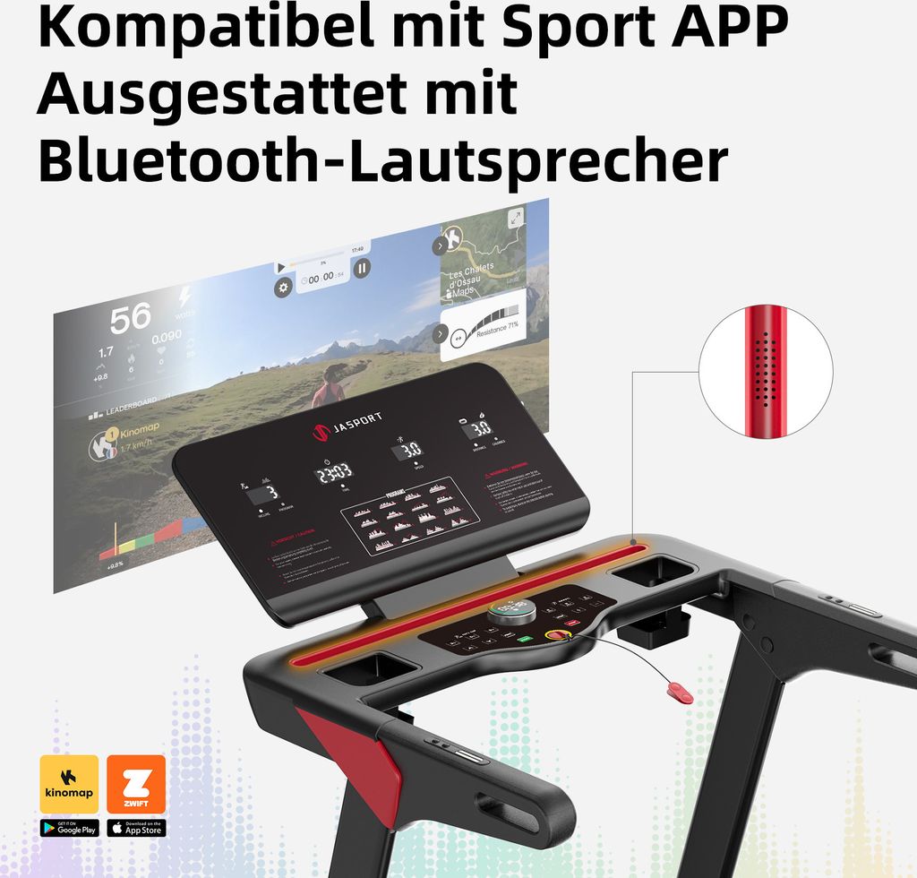 JASPORT L3 Laufband: Klappbar, leise, Bluetooth, 4PS, bis Produktbild 5