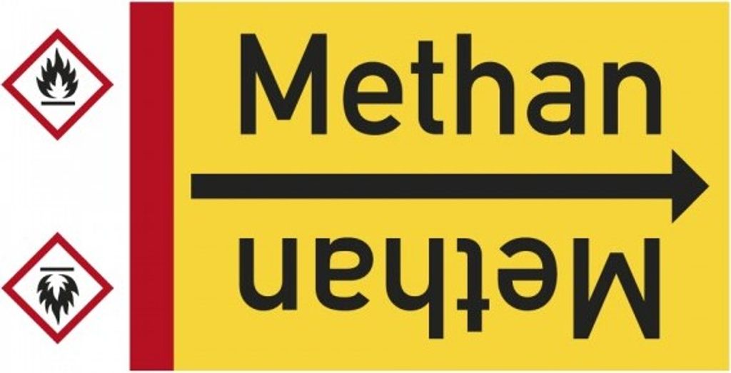 Dreifke Rohrleitungsband Methan, DIN 2403, ab Ø 15mm, gelb/schwarz, 33m/Rolle