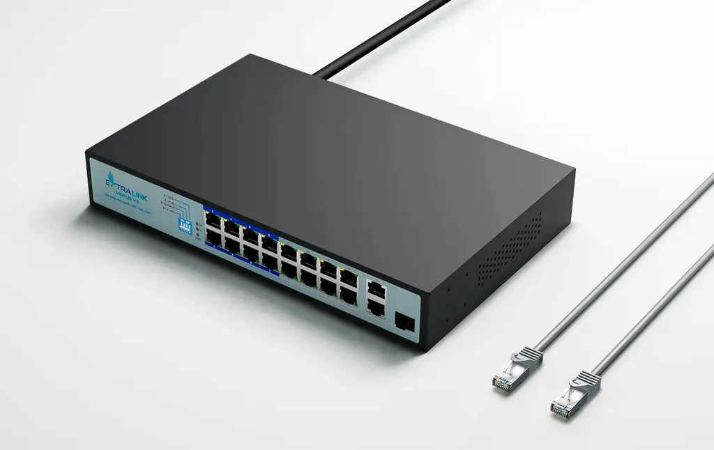Switch Ethernet pour Caméras IP Extralink VIRTUS V3 PoE Rackable 1U Noir