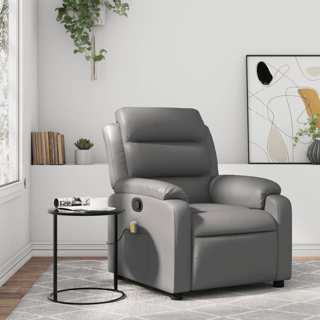 Design Massagesessel Grau Kunstleder, Klassische Sessel 2024 Neu