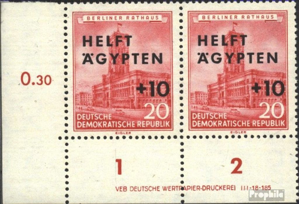 Briefmarken DDR 1956 Mi 558DV mit Druckvermerk (kompl.Ausg.) postfrisch Helft Ägypten