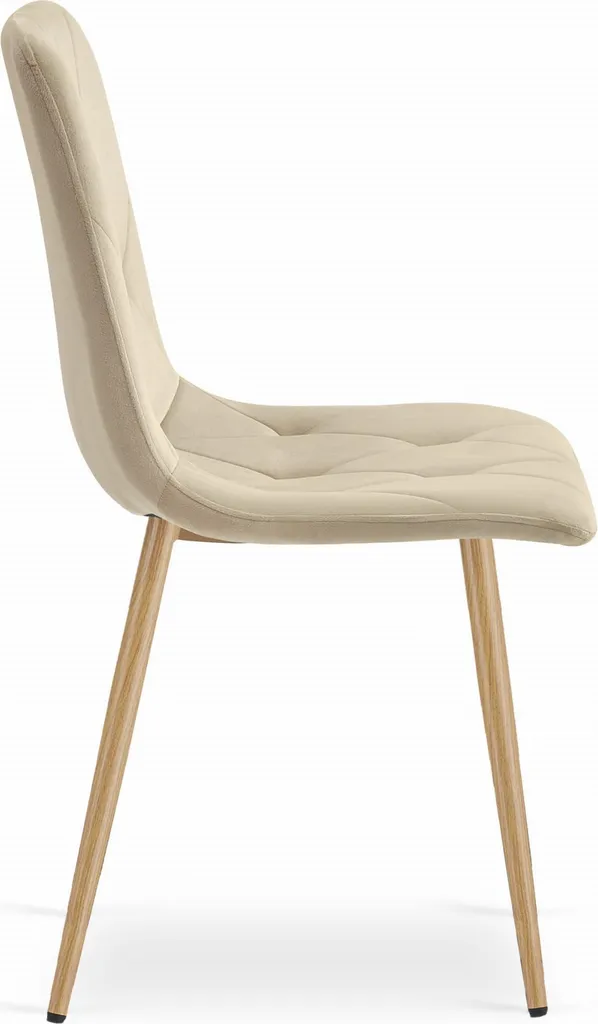 Sedia LIBRA - velluto beige chiaro / gambe in legno x 1 - 4