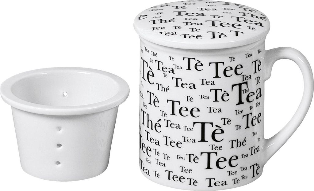 Teebecher Tee mit Deckel und Sieb Porzellan sortiert 300 ml Immagine del prodotto 