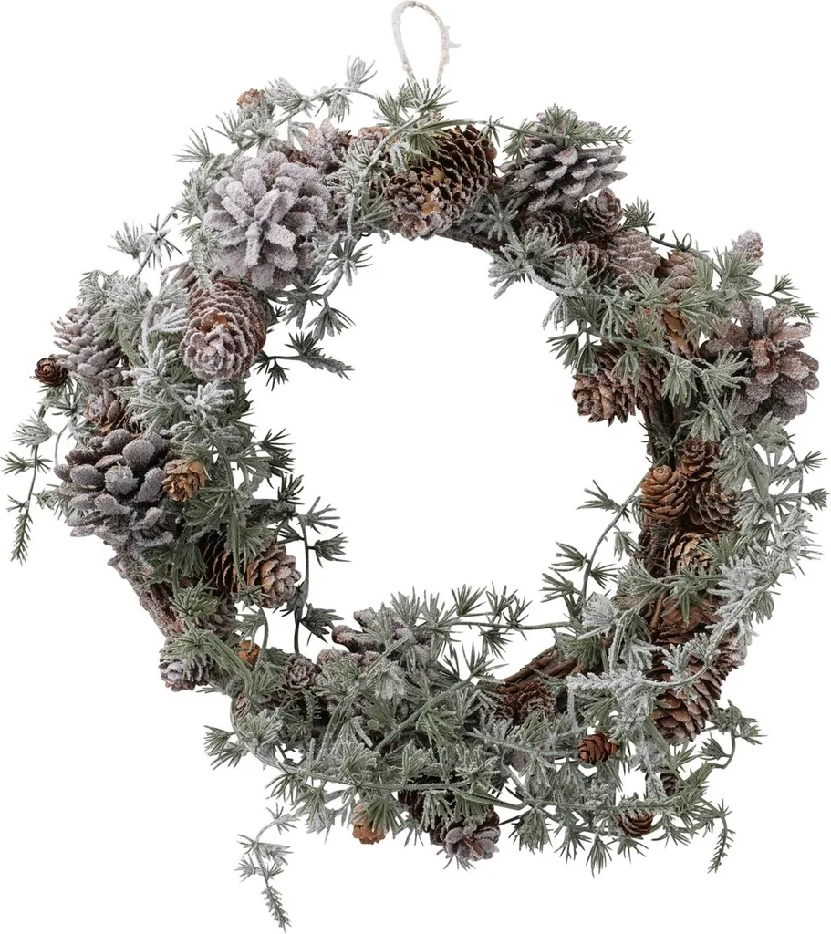Couronne décorative murale en bois naturel TANNENZAPF de 32 cm