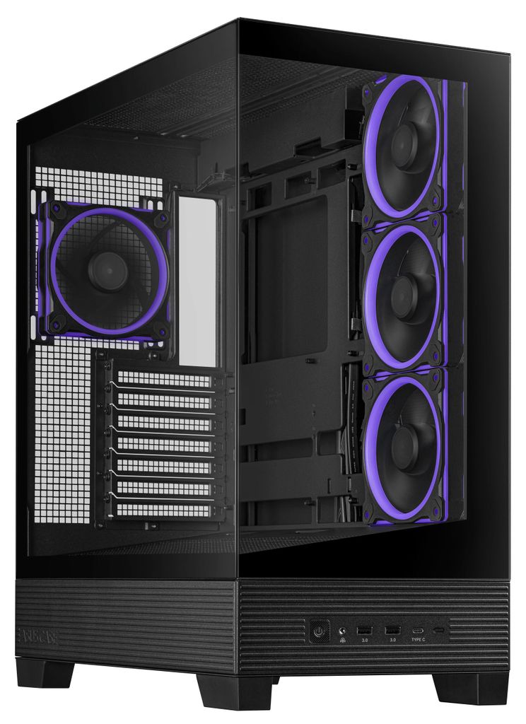 ASUS A31 Plus TG ARGB BLACK, Midi Tower, PC, Schwarz, ATX, Produktbild 