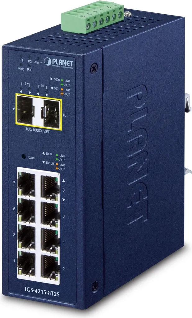 Planet IGS-4215-8T2S Commutateur 8 Ports IP30 avec 2 SFP Gigabit