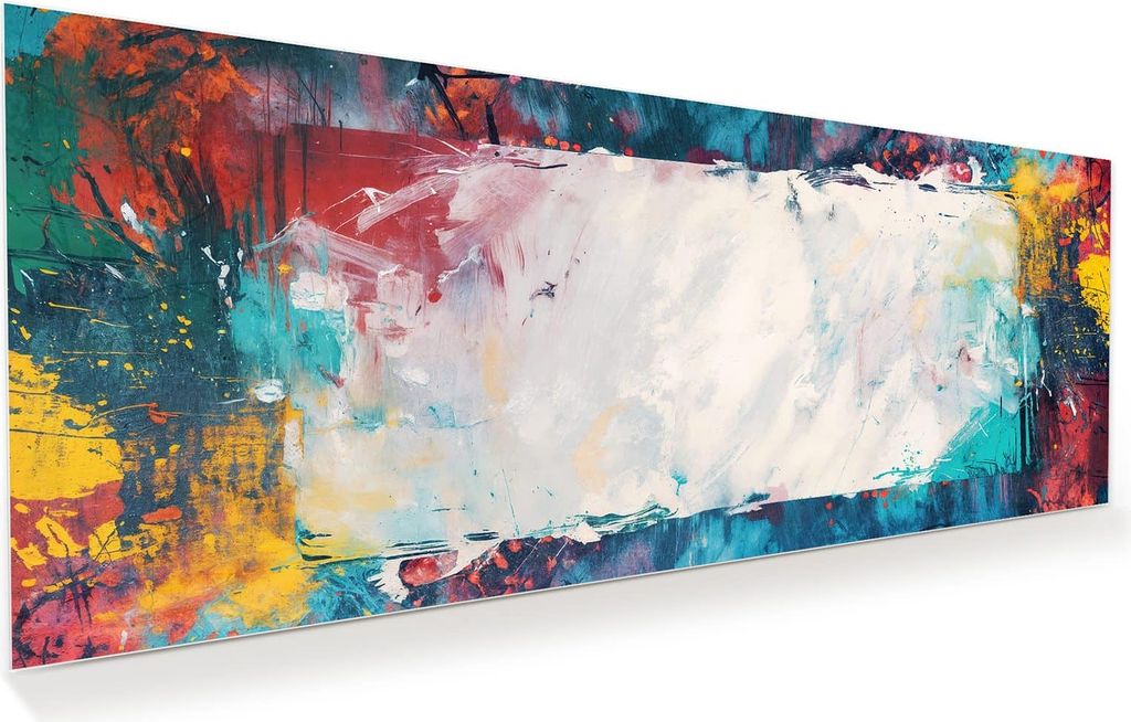 Glasbild 125x50cm in XXL für Wohnzimmer, Schlafzimmer Motiv Abstrakte Kunst Form
