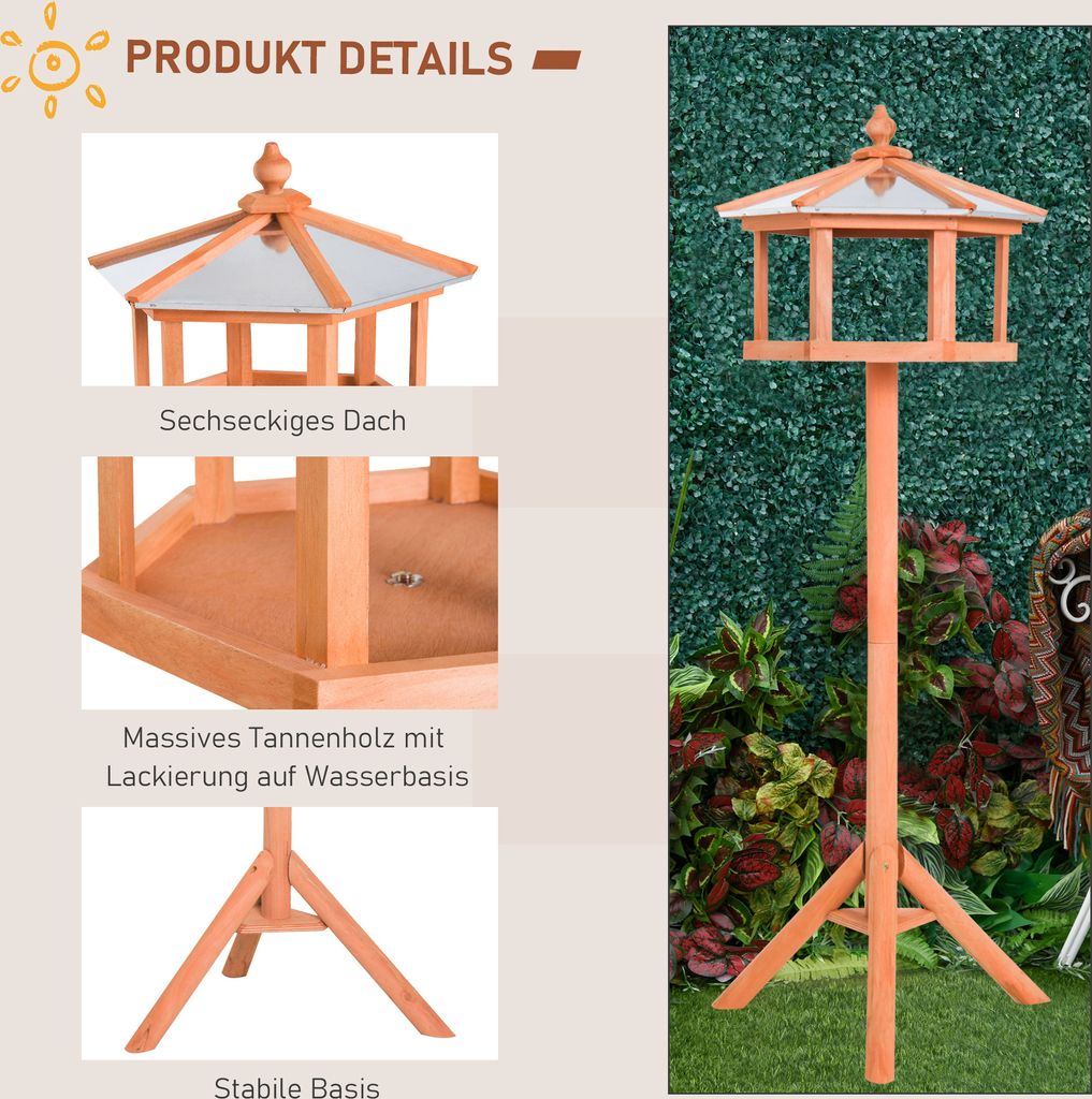 PawHut Vogelhaus Vogelvilla Futterhaus Vogelhäuschen mit Produktbild 5