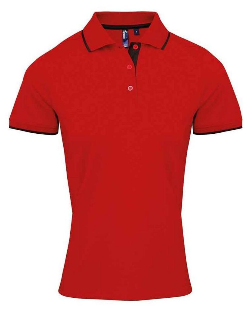 Premier - "Coolchecker" Poloshirt für Damen LT3122 (XXL) (Rot/Schwarz)