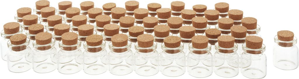 VBS XXL Mini Gläschen mit Korken, 50 Stück, Ø 2 cm, H 3 cm, Produktbild 