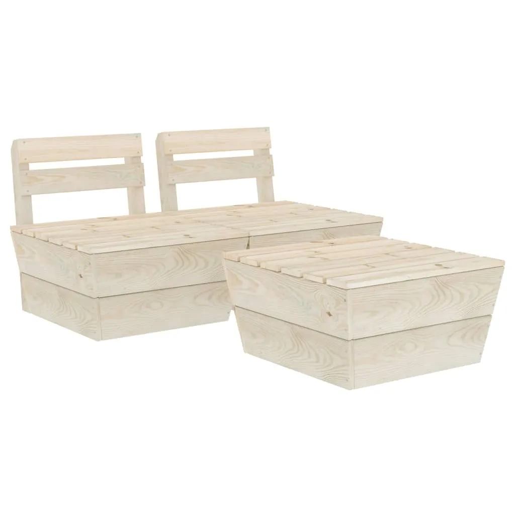 Set Salotto da Giardino in Pallet 3 Pezzi Legno Abete Impregnato