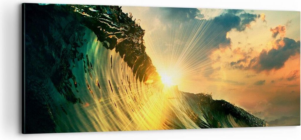 Bild auf Leinwand - Leinwandbild - Meer Welle Wasser - 100x40cm - Wand Bild - Wanddeko - Wandbilder - Leinwanddruck - Bilder - Kunstdruck - Wanddek...