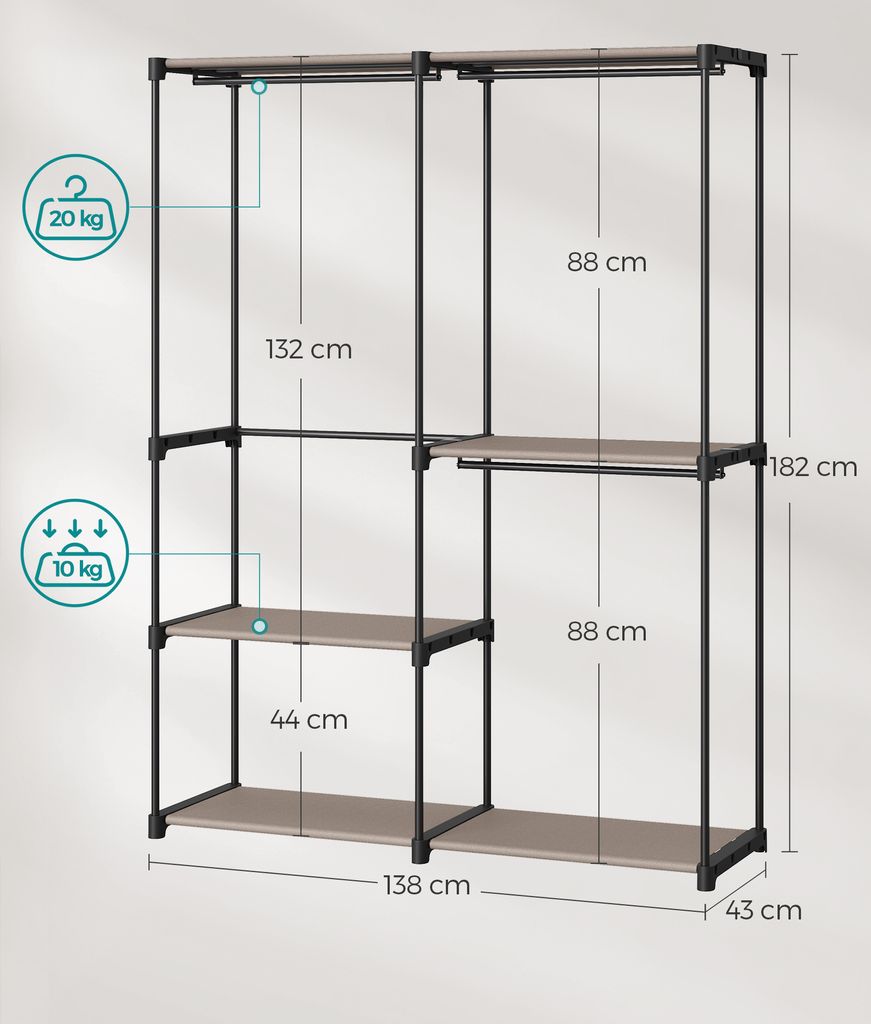 SONGMICS Kleiderschrank offen, Kleiderständer, Produktbild 2