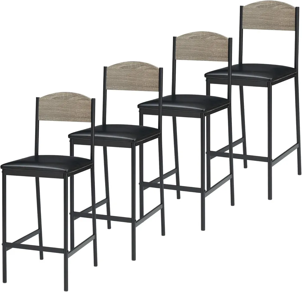 Salle à Manger Complète avec Table et 4 Chaises Rembourrées Grises