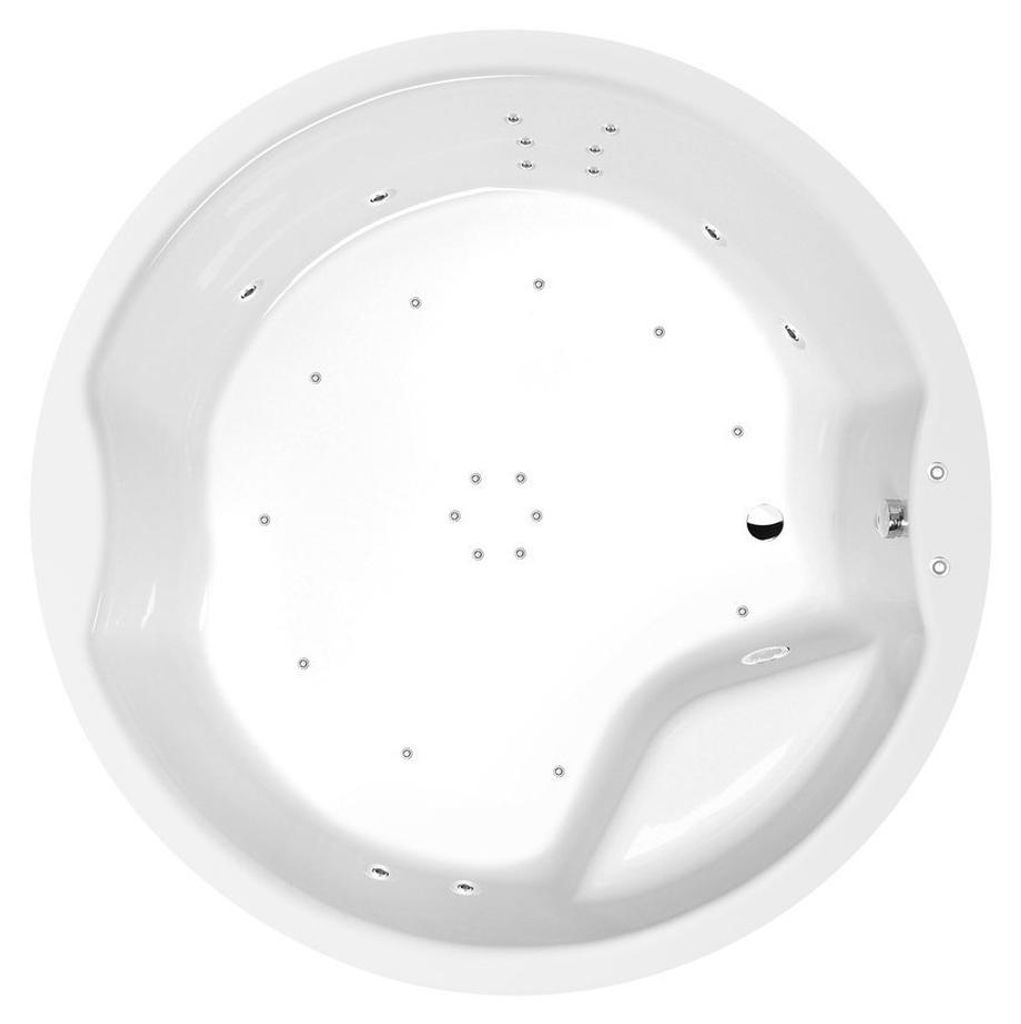 Polysan ROYAL ROUND Whirlpool-Badewanne, 172x172x49cm, Attraction Hydro-Air, Chrom