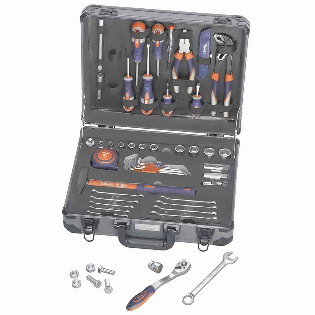 Coffret d'outils kwb 51 pièces en acier robuste avec valise de transport