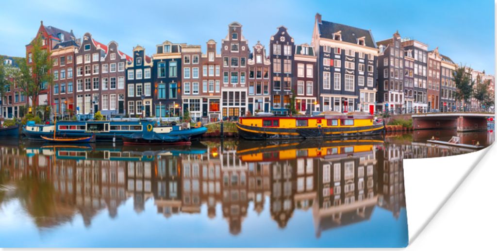 MuchoWow Poster Amsterdam - Panorama - Grachten 150x75 cm - ohne Rahmen