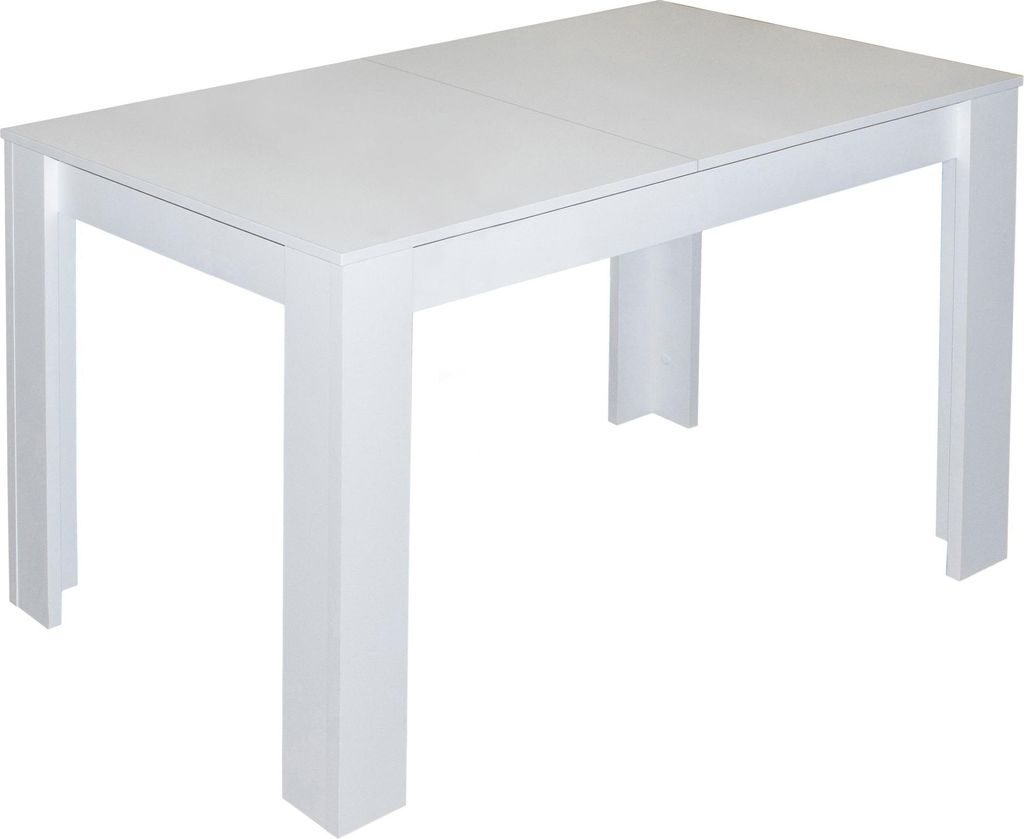FURNARO Esstisch Bull Esszimmertisch Tisch B/H/T: 110-150x75x60 cm, Farbe:Weiß matt/ 110x75x60cm