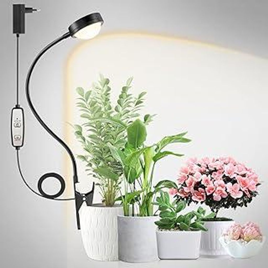Pflanzenlampe LED Vollspektrum mit Optischer Linse für Hohe PPFD, Pot Clip Grow Lampe mit 6/12/18H Timer, Grow Light Pflanzenlicht Wachstumslampe ...