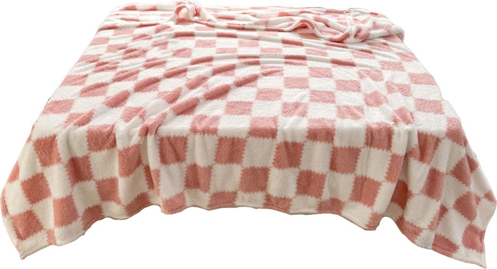 Plüschdecke mit Schachbrettmuster, atmungsaktive, flauschige Decke, karierte Bettdecke für alle Jahreszeiten, für Zuhause, Büro und Reisen