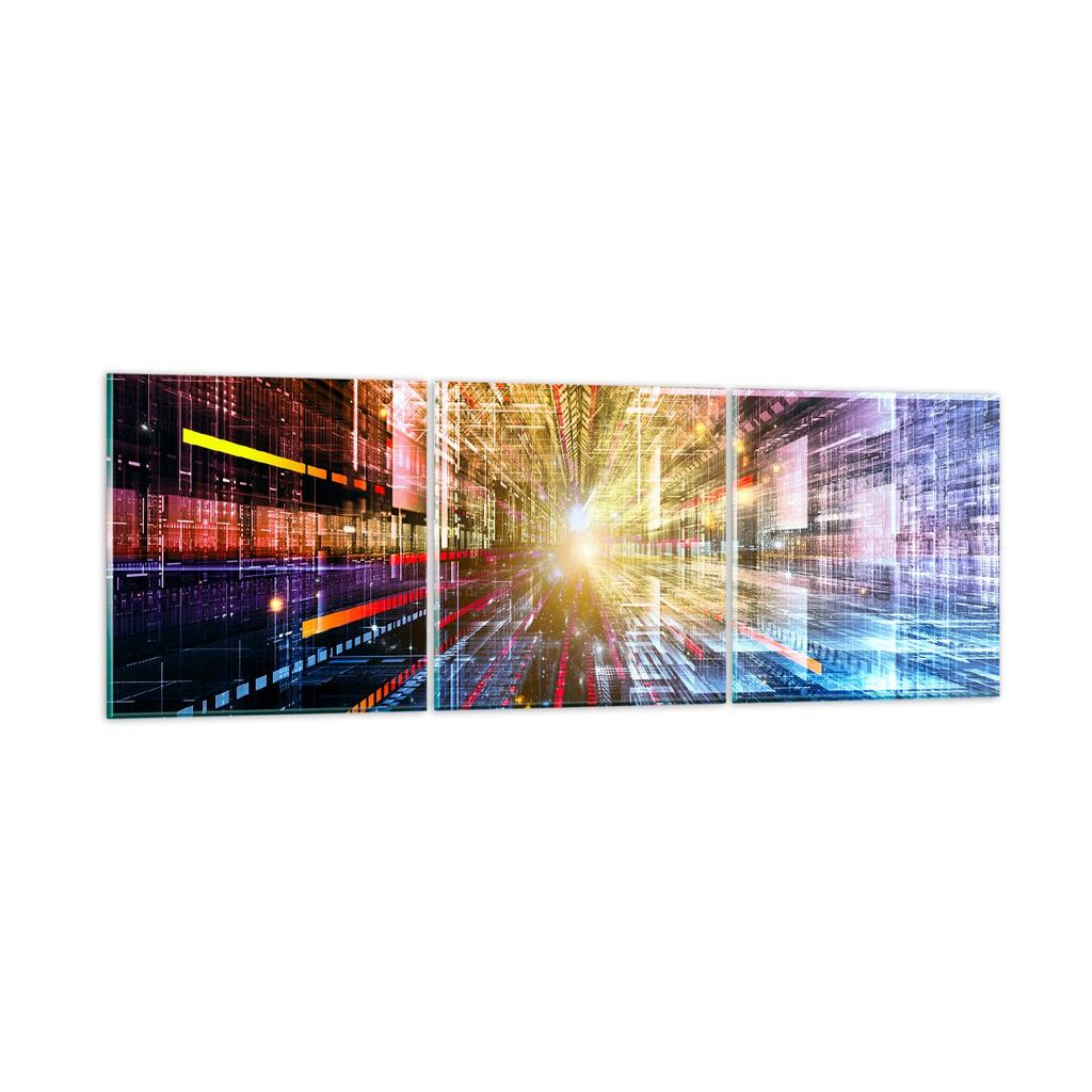 Bilder auf glas - Grafik Computer Raum Geometrie - 120x40cm - Glasbilder - Wandbilder - Kunstdruck - zum Aufhängen bereit - Wanddekoration aus Gla...