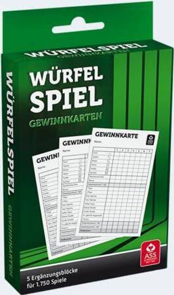 Würfelspiel Gewinnkarten 5er Packung