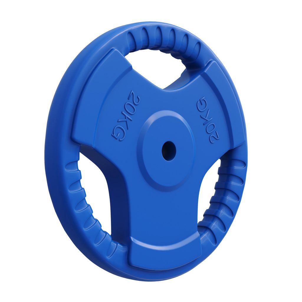 GORILLA SPORTS Hantelscheiben - 20kg Gewichte, 30mm, aus Gusseisen mit Gummi Gripper, Blau - Gewichtsscheiben