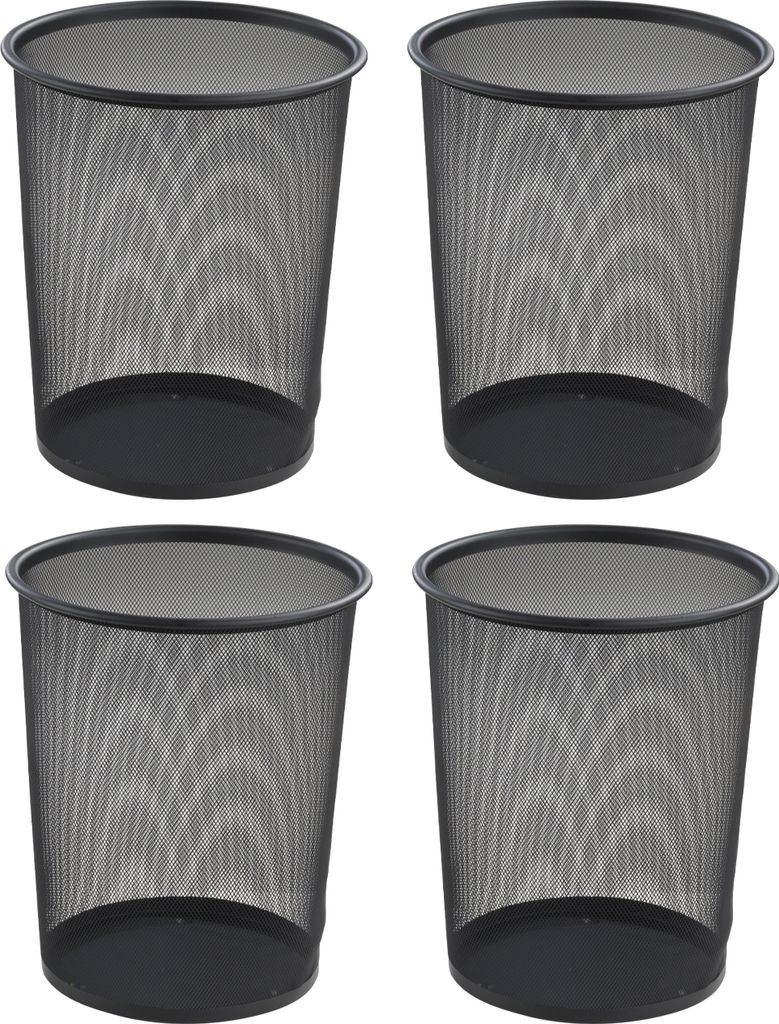 Papierkörbe - 20 Liter - Schwarz - Metallgeflecht - 4er Set