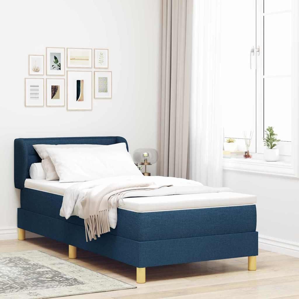 Maison Exclusive - Boxspringbett mit Matratze mit Kopfteil Blau 90 x 200 cm Stoff