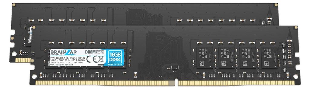 BRAINZAP 32GB DDR4 RAM DIMM PC4-2666V 2Rx8 2666 MHz 1.2V Produktbild 