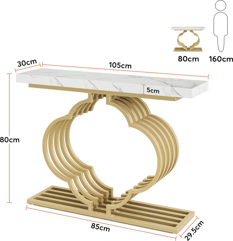Tribesigns Zlatý konzolový stolík, 105 x 30 x80 cm Moderný Obrázok produktu 3