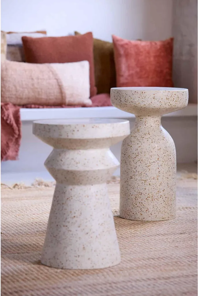 Table d'appoint Moravit blanche pour salon ou chambre, support déco Ø32