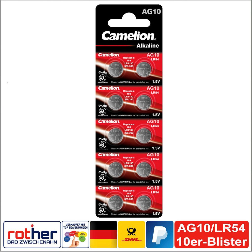 Gombíkový článok CAMELION, AG10, 1,5 V, alkalický, blister Obrázok produktu 14