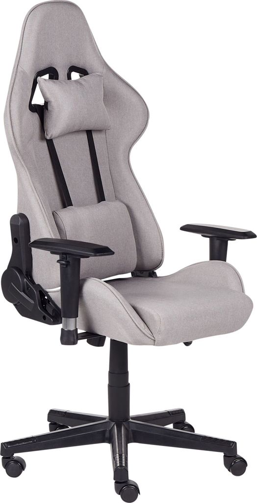 BELIANI Bürostuhl Hellgrau Sotffbezug Höhenverstellbar Drehbar Verstellbare Armlehnen Wippmechanismus Regulierbare Rückenlehne Modern Gaming Stuhl