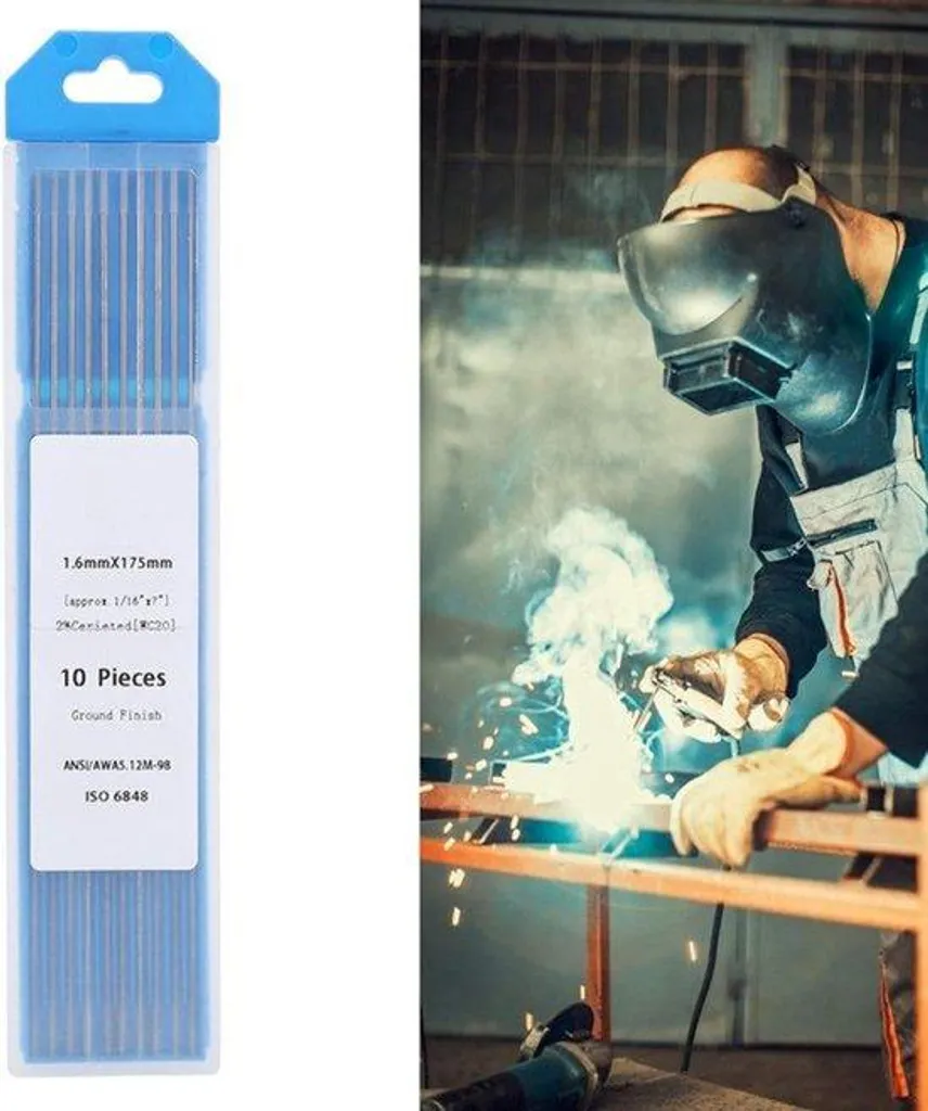 Kit 10 Électrodes TIG 1,6 mm pour Soudage Précis sur Acier et Inox