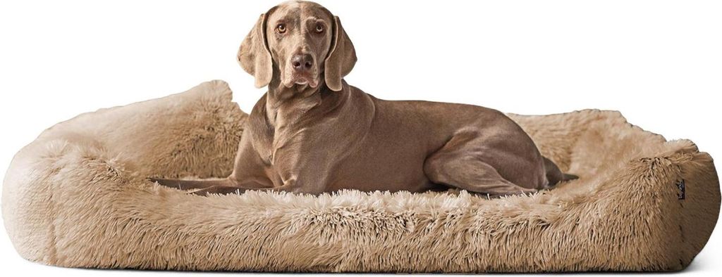 tierlando Orthopädisches Hundebett PEDRO Shaggy kuscheliger Langflor - Größe: 160x110cm | Farbe: 14 Beige