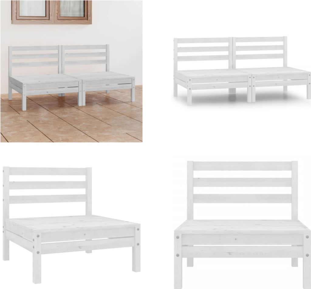 vidaXL 2 Sitzer Gartensofa Weiß Kiefer Massivholz - Gartensofa - Gartensofas - Holzsofa - Holzsofas