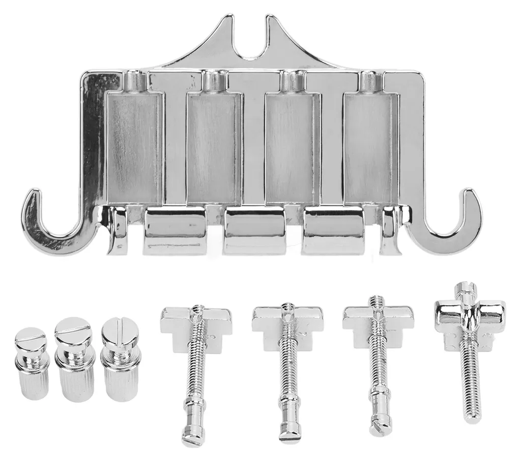 Chevalet Métallique Argenté pour Basse, Système 4 Cordes Haute Densité