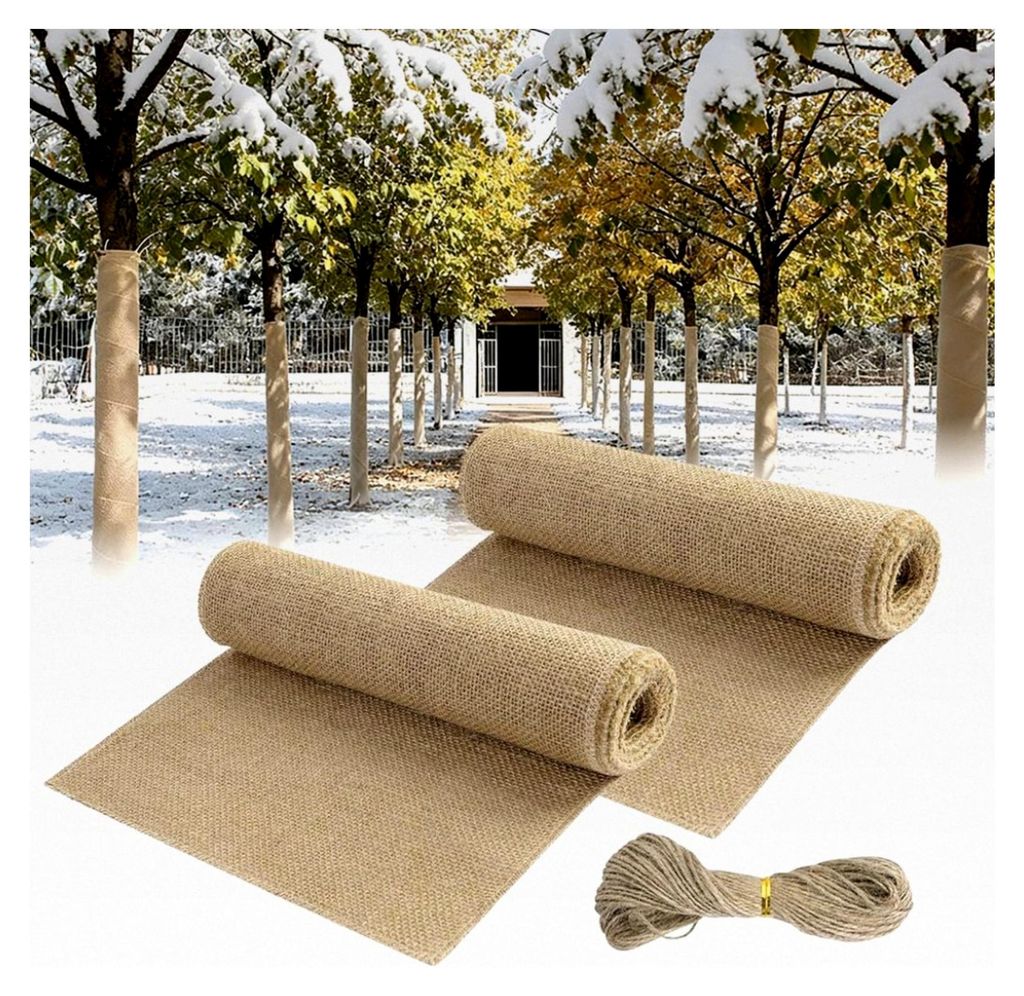 2 Rollen 3Mx25CM Jute Pflanzenschutz für den Winter, Schutz für Kübelpflanzen, Jutegewebe gegen Frost und Feuchtigkeit, Juteband zum Schutz von ...
