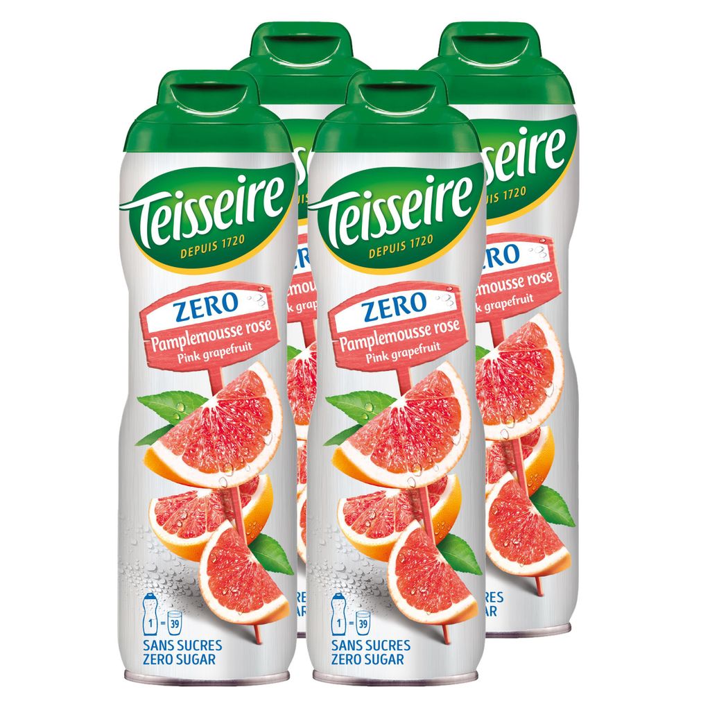 Teisseire Sirup Pink Grapefruit zero Zucker 600ml - Cocktails (4er Pack)