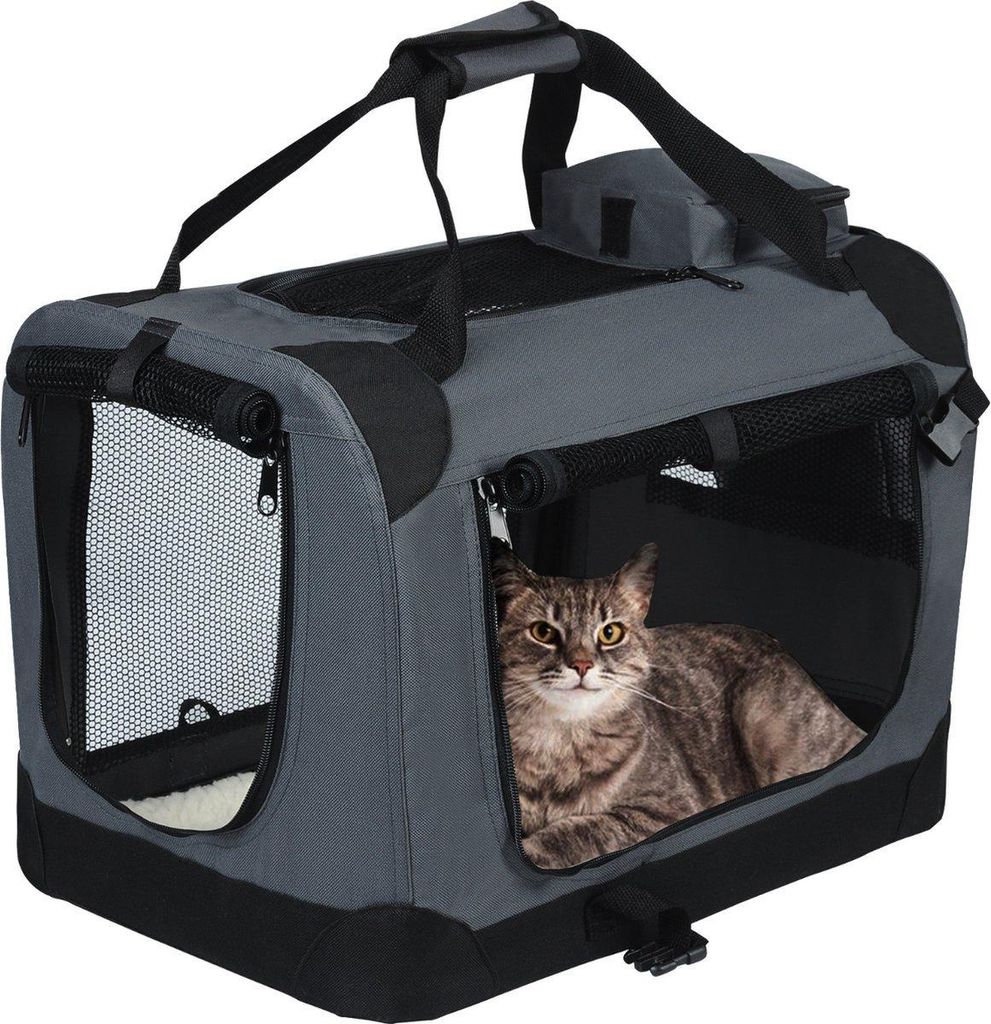 Hundebox Grau – Transportbox für Auto & Reisen – Faltbare Reisbench – 81,3x58,4x58,4cm – Waschbar & Isoliert